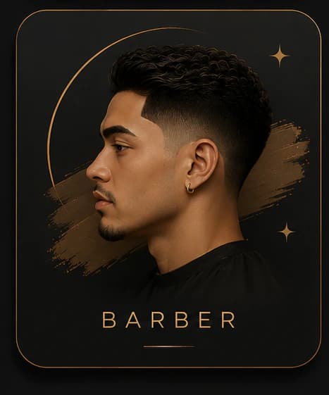 Barbering professional portrait showing a finished fade