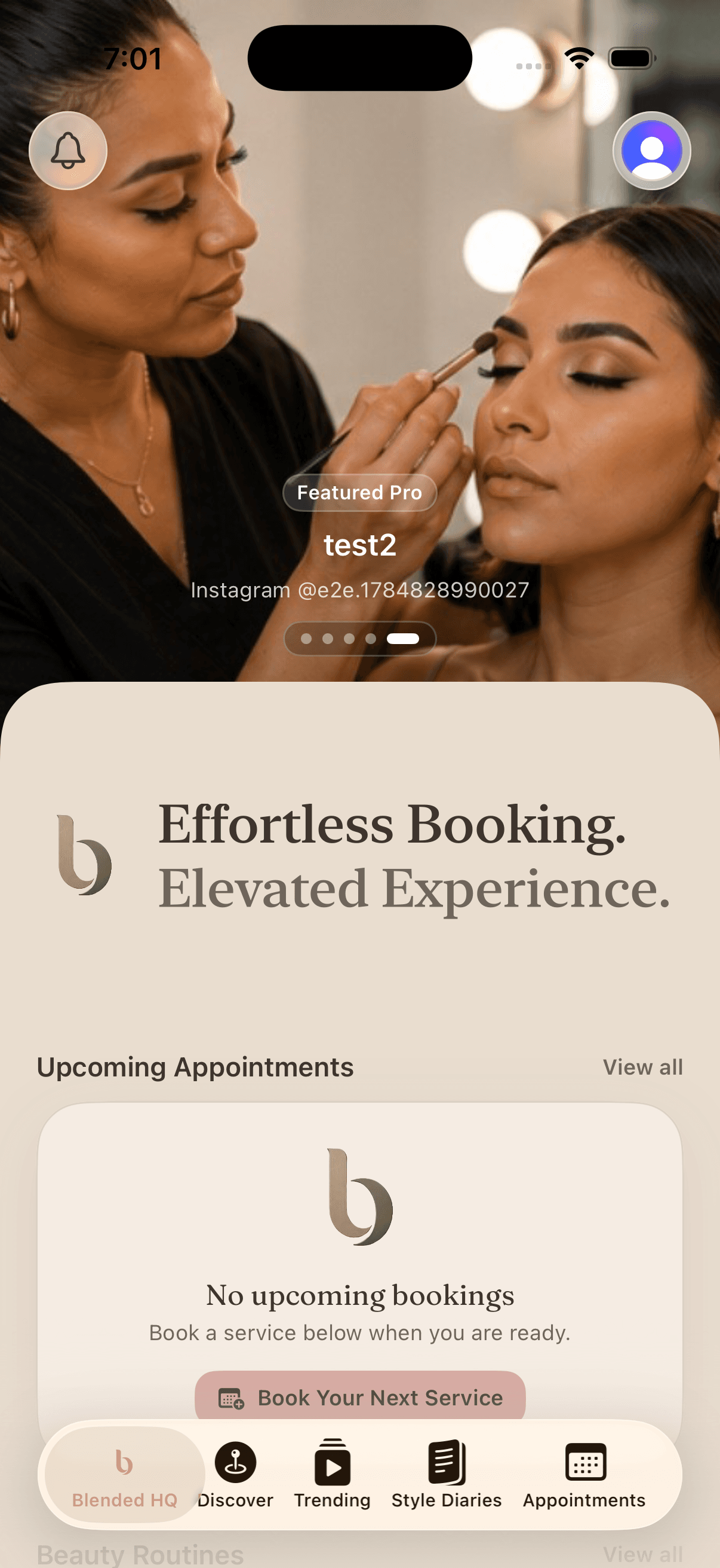 Blended Collective iOS app showing the Blended HQ member home